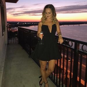 Akira Black Plunge Neckline Dress